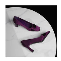 Elegant Satin High Heels Square Toe Slip-On Chunky Heel Comfortable Women's Shoes for Party Fashion Footwear Summer Autumn