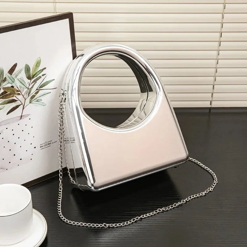 Ladies Wedding Party Crystal Iron Box Handbag Evening Bag Acrylic Material Hardness Internal Structure Pocket