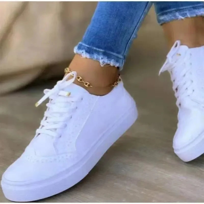 Women's Casual Shoes Comfortable Fabric Loafers Round Toe Lace Up Single Shoes PVC Sole