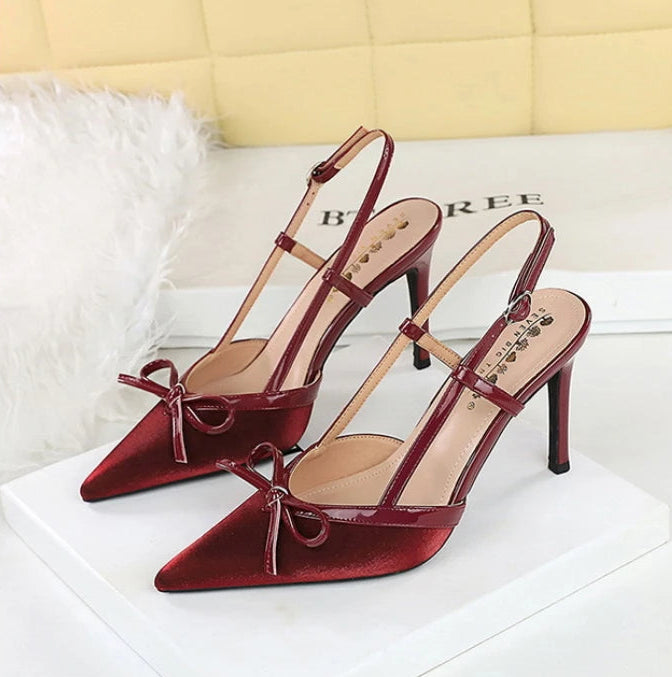 Bow Slim Heels High-End Women's Without Being Tired From Behind The Feet And Tripping Women's Singles Shoes