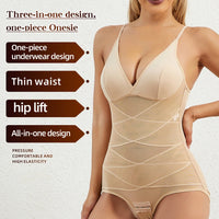 Women Sculpting Bodysuit Cross Compression abs Shaping Briefs Slimming Shapewear Over Bust Deep V Full Body Shaper Tummy Control