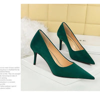 Suede Black Women Pumps  High Heels Pointed Toe Women Heels 7Cm Ladies Shoes Office Shoes