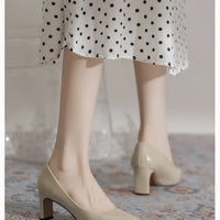 Fashion Patent Leather Women's Pumps Square Toe Stripper Elegant Party Vintage Spring Ladies Shoes