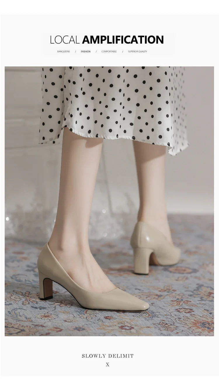 Fashion Patent Leather Women's Pumps Square Toe Stripper Elegant Party Vintage Spring Ladies Shoes