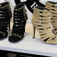 Rivet Roman Shoes, Retro Super High Heel Women's Shoes