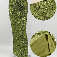Trendix Party Green Shiny Skirts For Women High Waist Fashion Sequin Patchwork Long Skirts Femme 2024 New Trendy Skirt Clubwear Natalia Home Fashion    Natalia Home Fashion