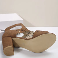 Women Fashion Strap Sexy High Heel Sandals Woman Roman Hollow Pumps Lace-up Peep Toe Sandals Casual Chunky High-heeled Sandals