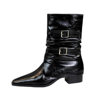 Pointed Fashion Women's Boots Retro Style Thick Heel Low Heel Medium Tube Women's Boots