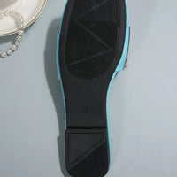 Women's Sandals Flat Bottom Slip-On Shoes Crystal Shiny Sequin Style Square Head Open-Toe Flat Heels