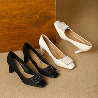 Square Toe Comfort Soft Office Shoes Daily Outdoors Women Shoes 7CM Thick High Heels Shallow Mouth Fashion Party Shoes