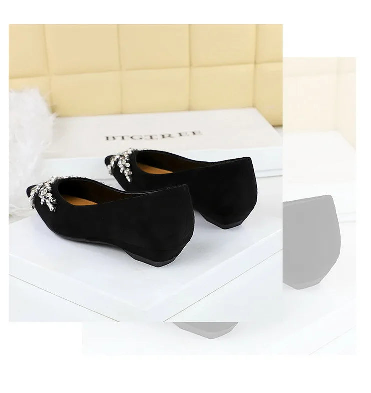 New Spring Crystal Women Mary Jane Shoes Fashion Shallow Slip on Elegant Party Dress Low Heel Shoes