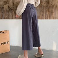 Casual Baggy Wide Leg Trousers Women Summer Thin Comfy Breathable Ankle Length Pants Vintage Loose Cotton Linen Straight Pants