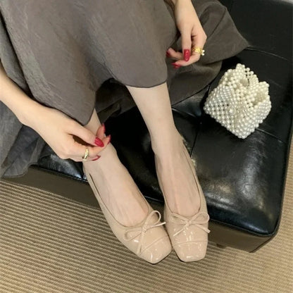French Vintage Ballet Style Flat Bottom Single Shoes Women's Square Head Soft Bottom Mary Janes - Natalia Home Fashion
