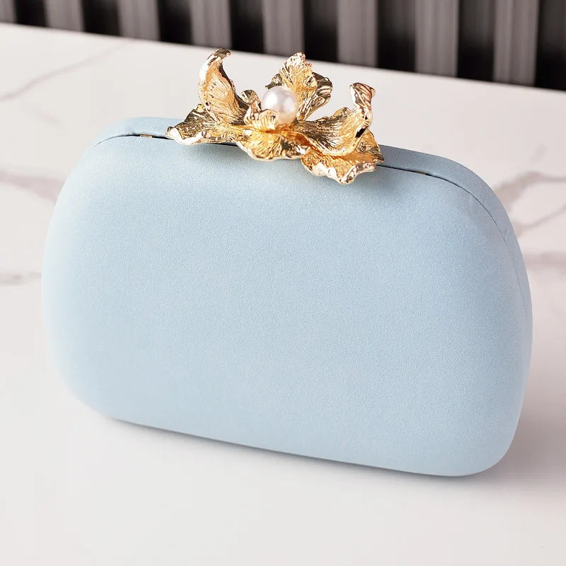 Dinner Bag Women Fashion Flower Buckle Handbag Wedding Bride Evening Bags Girls Cute Party Clutch Bag Shoulder Bags