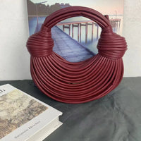 Fashionable Hand-Knitted Noodle Bag Women's Shoulder Bag Urban Minimalist Style Dumpling Bag Versatile Knot Design PU Material