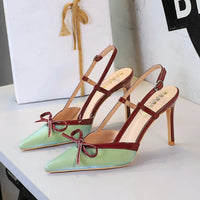 Bow Slim Heels High-End Women's Without Being Tired From Behind The Feet And Tripping Women's Singles Shoes