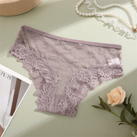 Women's Lace Panties Sexy Perspective Underwear Seamless Hollow Out Briefs Female Low Rise Floral Transparent Soft Lingerie