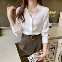 Style Women's Long Sleeve Satin Shirt Casual Style Fashion Design Lightweight Maturity Ladies Blouse