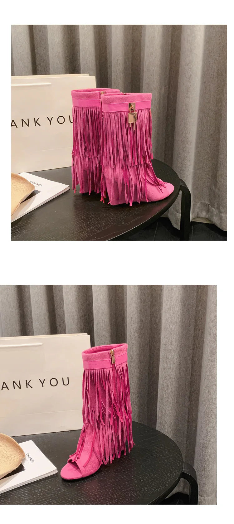 Designer Fringe Wedges Boot Sandals Woman High Heels Open Toe Party Prom Shoes Sexy Zipper Female Pumps Women Boots