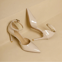 Pointy Toe Elegant Women Shoes Stilettos Office Sandals For Ladies Cover Heel Ankle Strap Sandals
