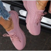 Outdoor Breathable Mesh Shoes Women Lightweight Shock-absorbing Sports Shoes Solid Color Plus Size Women Vulcanized Shoes