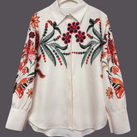 Women's Printed Shirt Long Sleeve Loose Button Cardigan Top Trendy Fashion Casual Blouses for Female