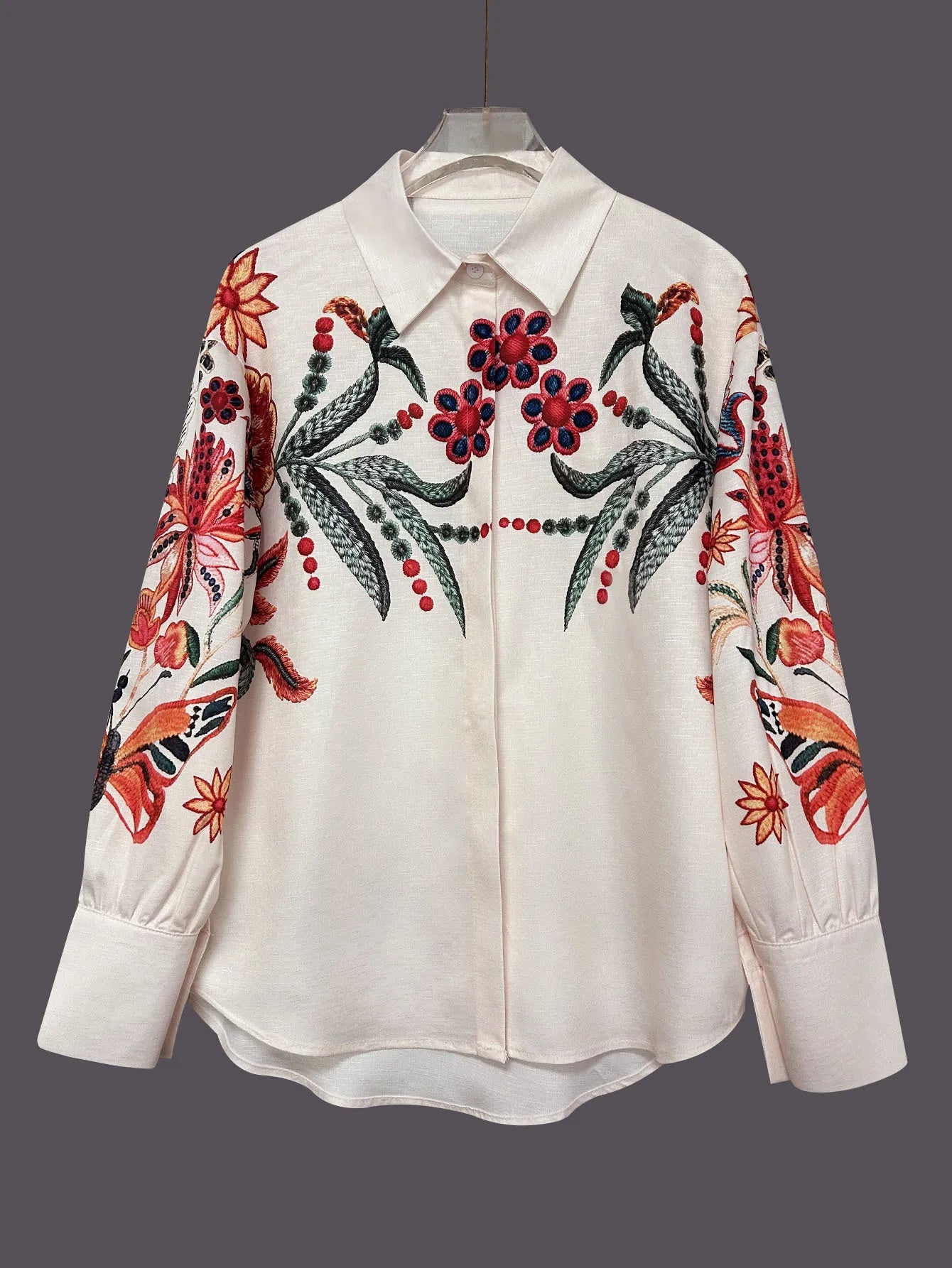Women's Printed Shirt Long Sleeve Loose Button Cardigan Top Trendy Fashion Casual Blouses for Female