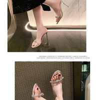 Women Sandals Sexy Crystal Gladiator Sandals Ankle Strap High Heels Hollow Out Party Shoes Closed Toe Stiletto Ladies Pumps