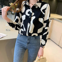 Elegant Long Sleeve Floral Print Chiffon Shirt Women's Versatile High-End Fashion Top Spring City Style Commute Shirt