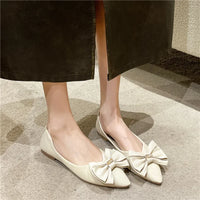 Soft Bottom Flat Casual Women's Shoes Butterfly Knot Slip-On Simple Design Shoes  Synthetic Leather