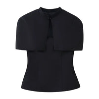 Fashionable French Style Two-Piece Set with off shoulder Top And Elegant Cape Lady Top Summer Casual Outfit for Young Women