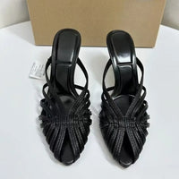 High Heels Summer Women Roman Sandals Casual Elegant Stiletto Breathable Hollow Design Female Party Mules Shoes - Natalia Home Fashion