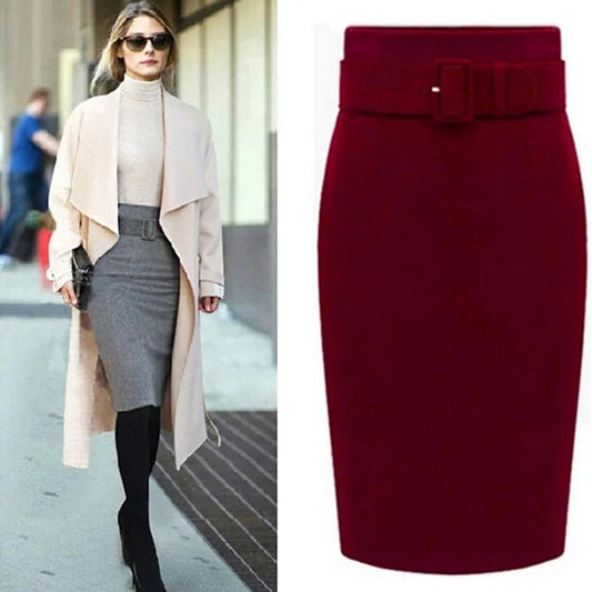 Women Fashion Style Knee Length Skirt Ladies Front Girl Pencil Skirts Female Skirts Natalia Home Fashion    Natalia Home Fashion