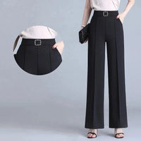 Classic High Waist Wide Leg Pants Office Lady Loose Thin Black Trousers  New Formal Chic Pants Natalia Home Fashion    Natalia Home Fashion
