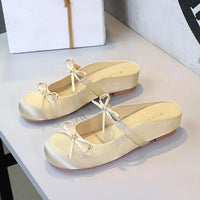 Ladies Slippers Bowknot Silks Satins Women Shoes Round Head Women Sandals Summer Shoes Women Slippers