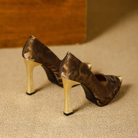 Fashion Women's Shoes Thin Block Heels 11cm Pointed Toe Shallow Mouth Ladies Pumps Party Shoes