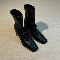 Thick Heel Elastic Slim Women Ankle Boots Fashion Square Toe Autumn Winter Ladies Elegant Mordern Short Booties