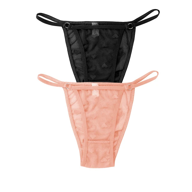 2PC Lace Thongs Panties Women Underwear Sexy Thongs Woman Low Waist Solid Underwear Seamless Female Underpants Lingerie