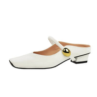 European Style Light-Mouthed Half-Slippers Women Wearing Thick Heels And Square-Toe Mary Jane Shoes One-Strap