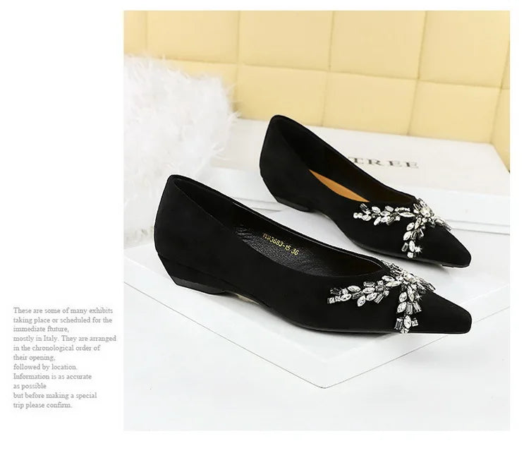 New Spring Crystal Women Mary Jane Shoes Fashion Shallow Slip on Elegant Party Dress Low Heel Shoes