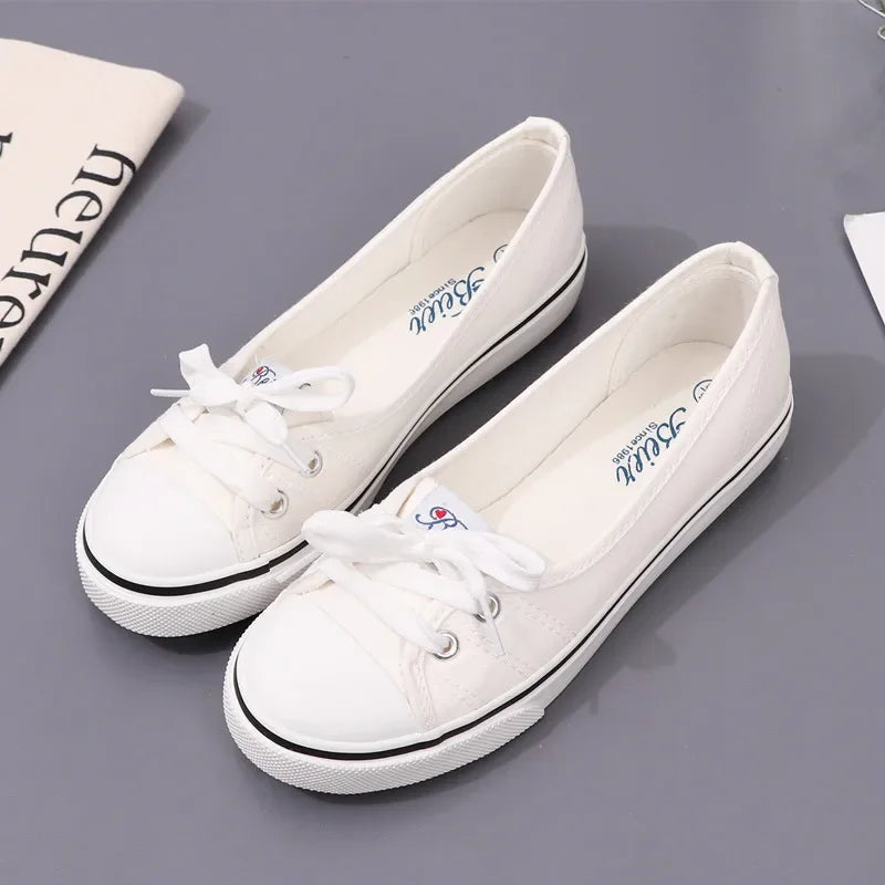 Versatile Artistic Shallow Trendy Shoes Women's Fashion Lace up Canvas Sneakers Shoes for Ladies Shoes Women's Style Canvas Shoes