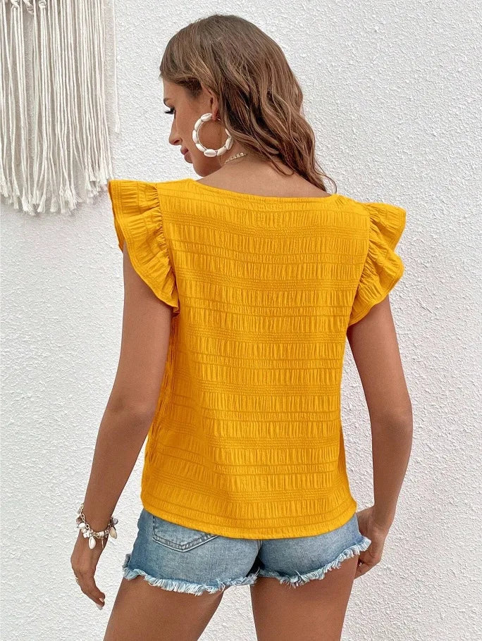 Casual Blouses For Women Fashion Shirts Elegant Sweet Loose Ruffles Sleeve Female Tops