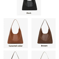 Retro Solid Color Large Capacity Women's Shoulder Bag Fashionable Versatile Niche Tote Bag Underarm Single Shoulder