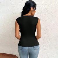 Spring Summer Elegant Stylish Daily Dating Casual Women's Sleeveless Tops Side Ruched Asymmetric Hem One-Shoulder Cut out