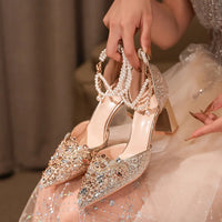 Crystal Women Wedding Shoes Rhinestone High Heels Ankle Strap Stilettos Women Crystal Party Dress Sandals