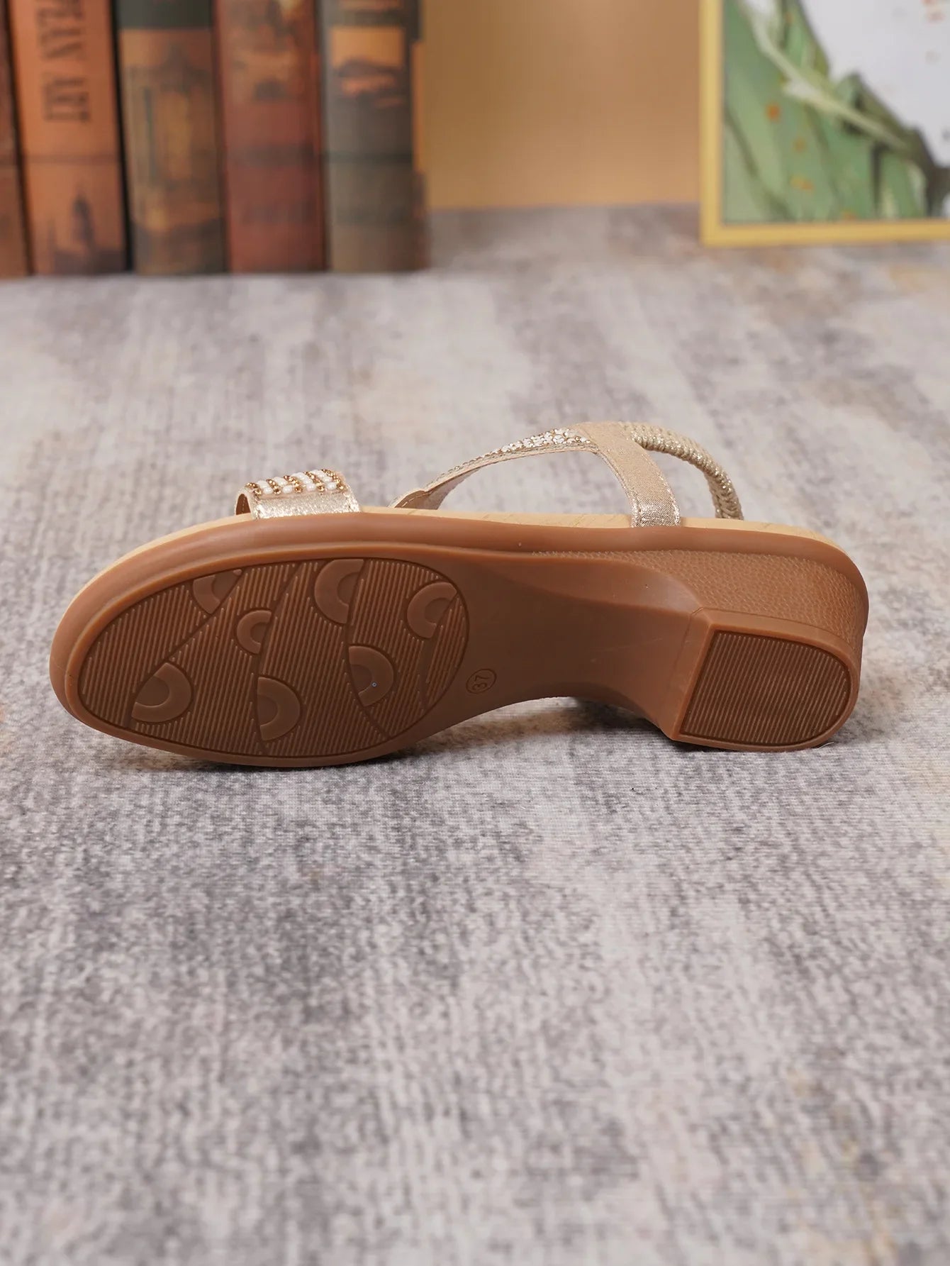 Bohemian Water Diamond Slope Heel Sandals Casual Outdoor Wear Retro Style Synthetic Material Comfortable Commuting Versatile