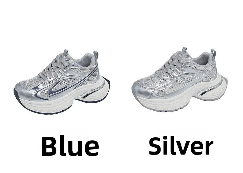 Respirable Thick Bottom Dad Shoes for Women in All Seasons Breathable Fashionable Flat Heel Anti-Odor Casual Footwear