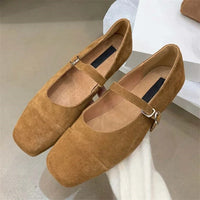 Streetwear Velvet Mary Jane Shoes for Women Casual Ballet Flats Pumps Female Ladies Loafers Buckle Single Mules