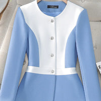 Elegant Blazer for Women Office Fashion Long Sleeve Suits Contrast Color Button Down Pant Suits