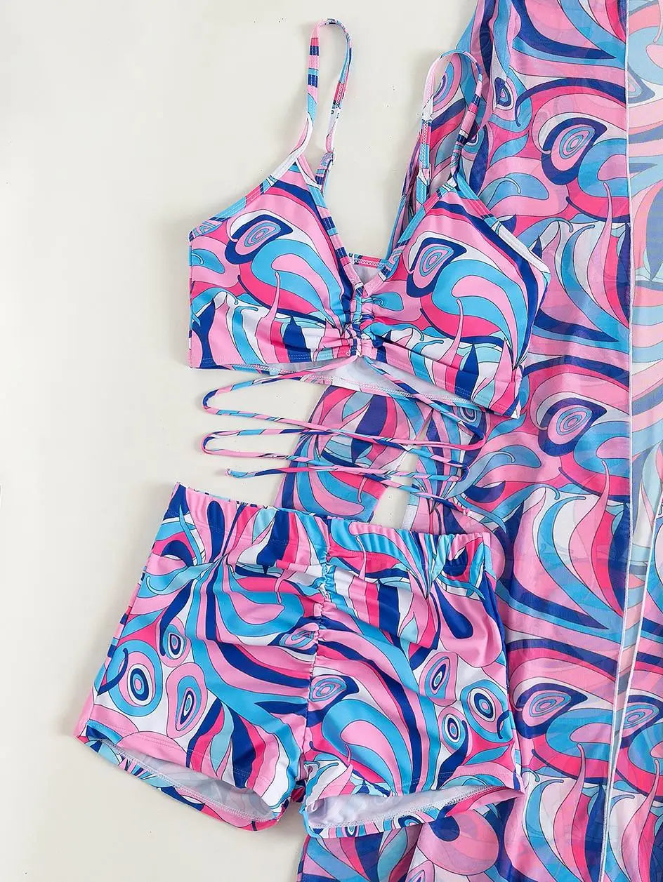 Sexy Print Bikini Women High Waist Swimsuit Cover Up Swimwear Female Lady Bathing Suit Swimming Summer Beachwear